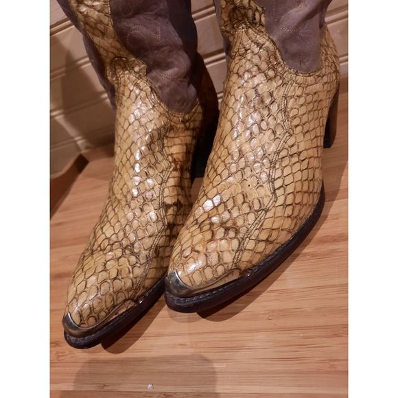 Rare Vintage Dan Post Womens Western Python Snakeskin Boots Sz 7.5M - Picture 7 of 16